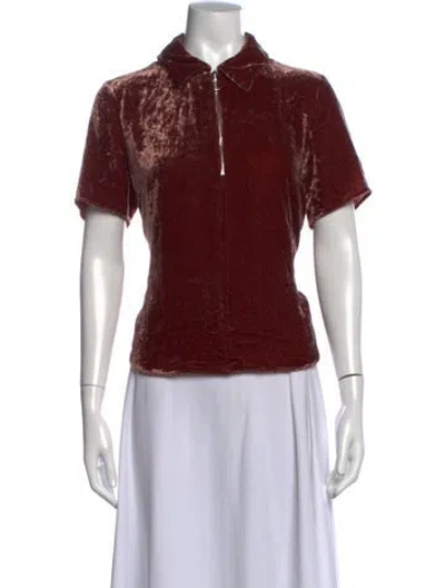 Pre-owned Frame Short Sleeve Blouse In Red