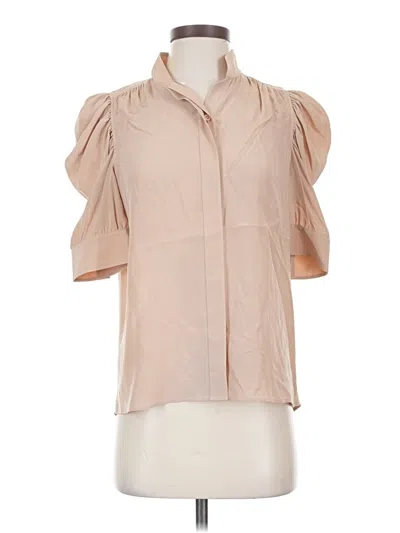 Pre-owned Frame Short Sleeve Blouse In Tan