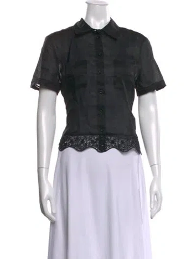 Pre-owned Frame Short Sleeve Blouse W/ Tags In Black
