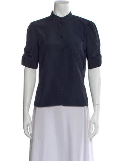 Pre-owned Frame Short Sleeve Blouse W/ Tags In Blue