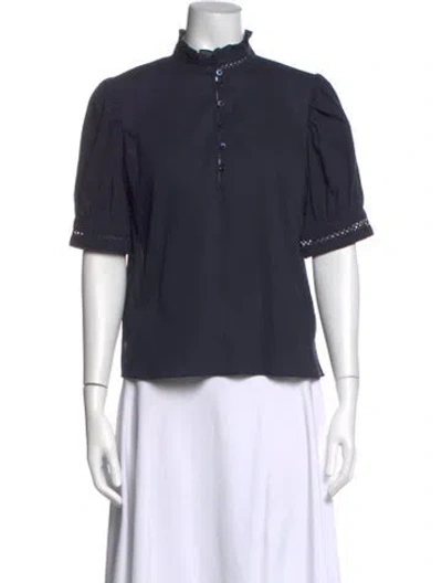 Pre-owned Frame Short Sleeve Blouse W/ Tags In Blue