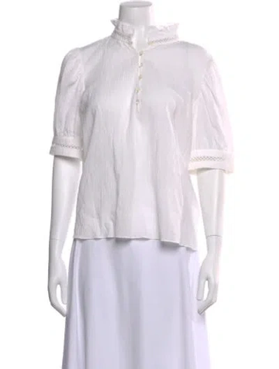 Pre-owned Frame Short Sleeve Blouse W/ Tags In White