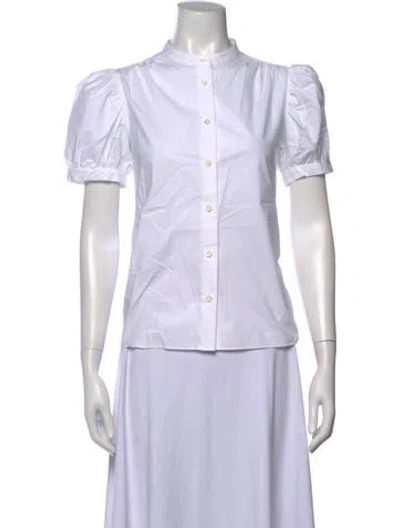Pre-owned Frame Short Sleeve Blouse W/ Tags In White