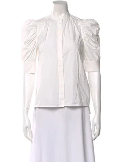 Pre-owned Frame Short Sleeve Blouse In White