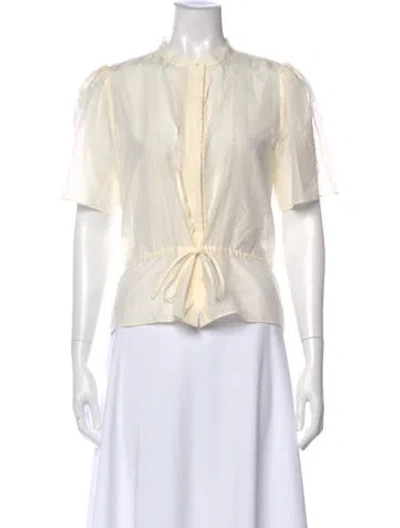 Pre-owned Frame Short Sleeve Blouse In White