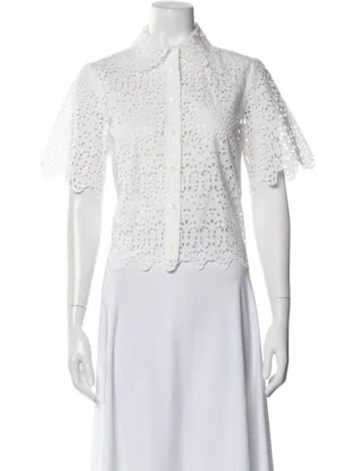 Pre-owned Frame Short Sleeve Blouse In White