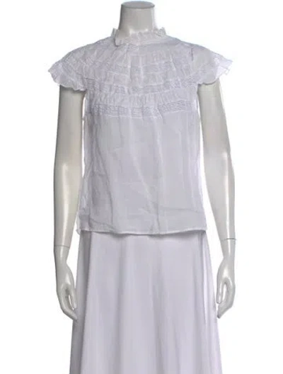 Pre-owned Frame Short Sleeve Blouse In White