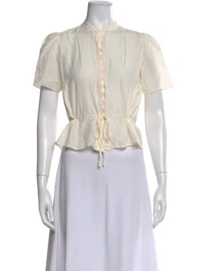 Pre-owned Frame Short Sleeve Blouse In White