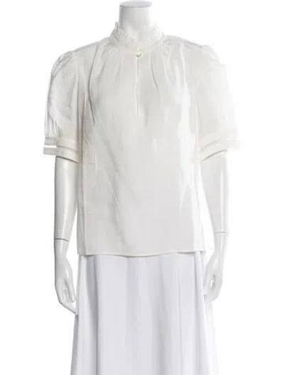 Pre-owned Frame Short Sleeve Blouse In White
