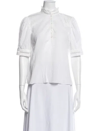 Pre-owned Frame Short Sleeve Blouse In White