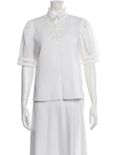 Pre-owned Frame Short Sleeve Blouse In White