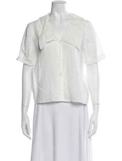 Pre-owned Frame Short Sleeve Blouse In White