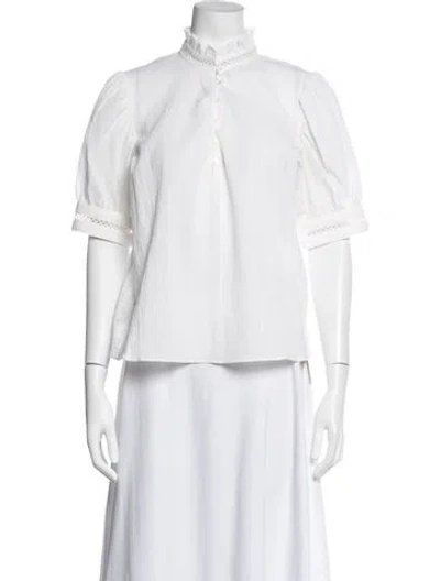 Pre-owned Frame Short Sleeve Blouse In White