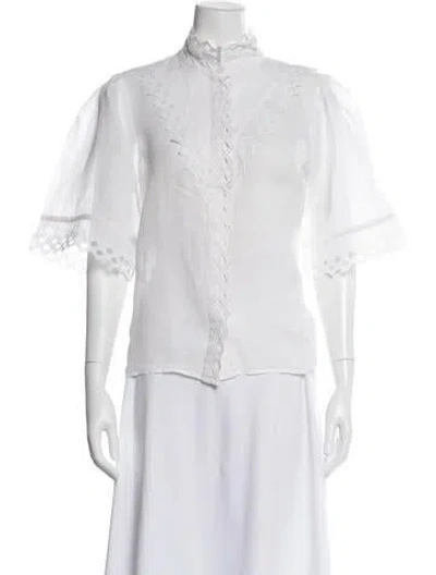 Pre-owned Frame Short Sleeve Blouse In White