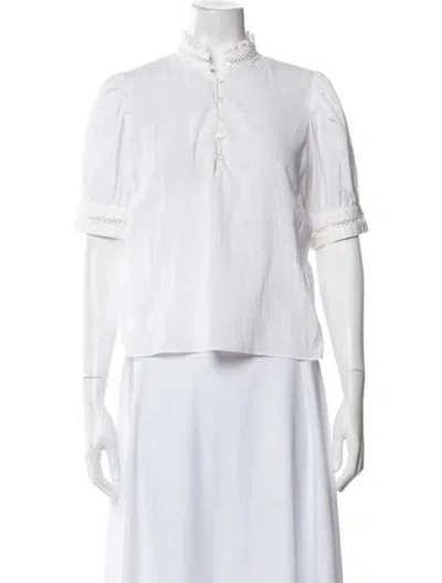 Pre-owned Frame Short Sleeve Blouse In White