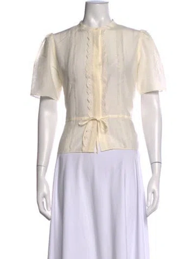 Pre-owned Frame Short Sleeve Blouse In White
