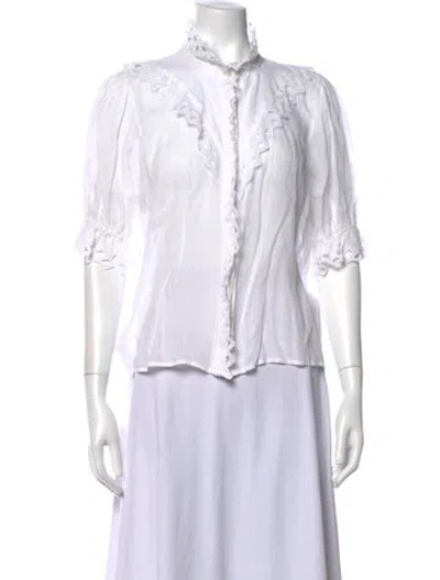 Pre-owned Frame Short Sleeve Blouse In White