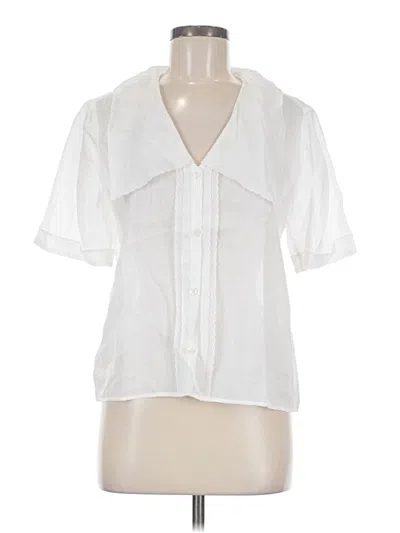 Pre-owned Frame Short Sleeve Blouse In White
