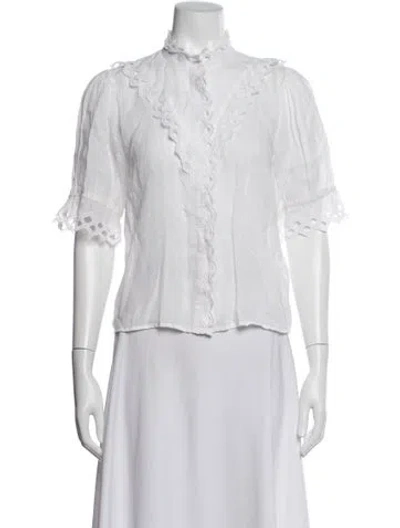 Pre-owned Frame Short Sleeve Blouse In White