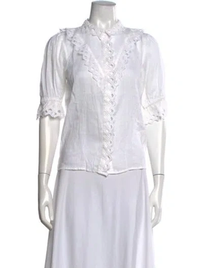 Pre-owned Frame Short Sleeve Blouse In White