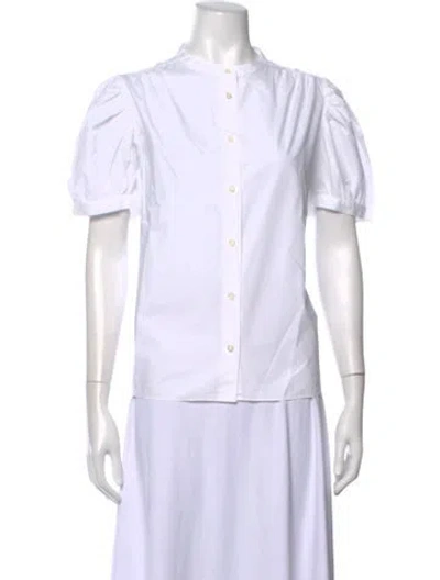 Pre-owned Frame Short Sleeve Blouse In White
