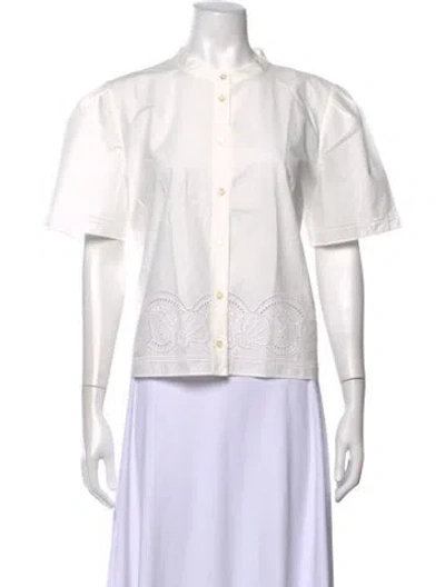 Pre-owned Frame Short Sleeve Blouse In White