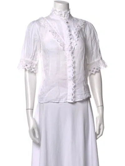 Pre-owned Frame Short Sleeve Blouse In White