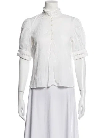 Pre-owned Frame Short Sleeve Blouse In White