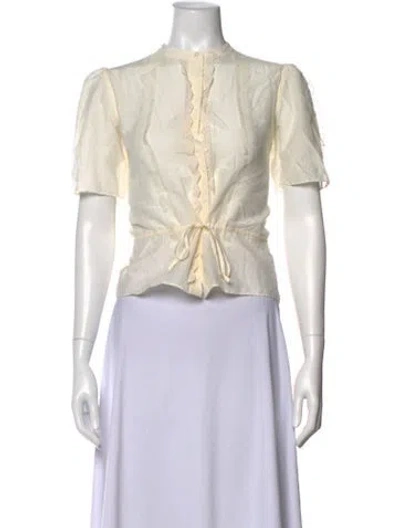 Pre-owned Frame Short Sleeve Blouse In White