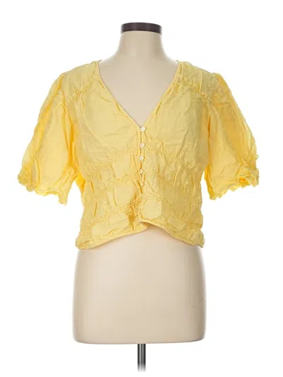 Pre-owned Frame Short Sleeve Blouse In Yellow