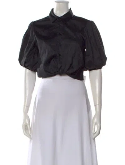 Pre-owned Frame Short Sleeve Button-up Top In Black