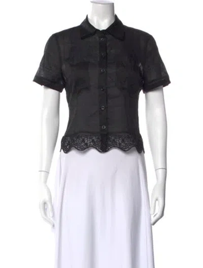 Pre-owned Frame Short Sleeve Button-up Top In Black