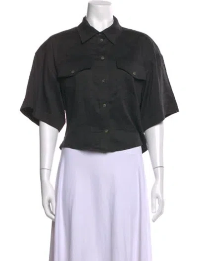 Pre-owned Frame Short Sleeve Button-up Top In Gray