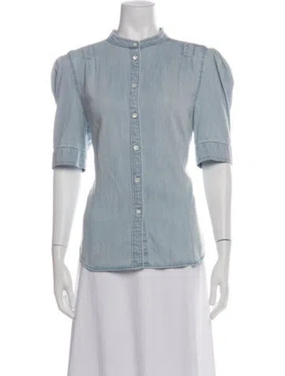 Pre-owned Frame Short Sleeve Button-up Top In Multi