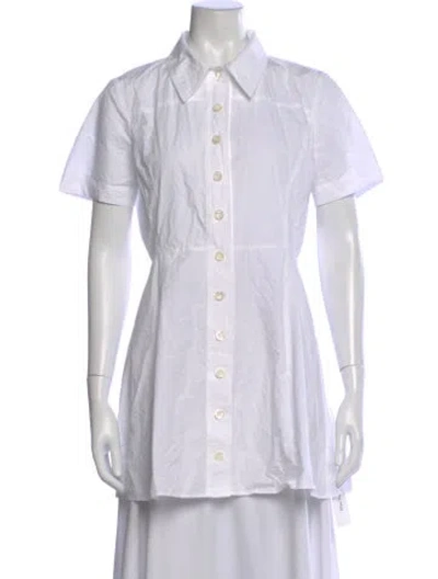 Pre-owned Frame Short Sleeve Button-up Top In White