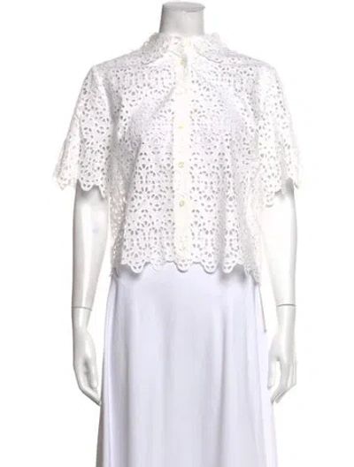 Pre-owned Frame Short Sleeve Button-up Top In White