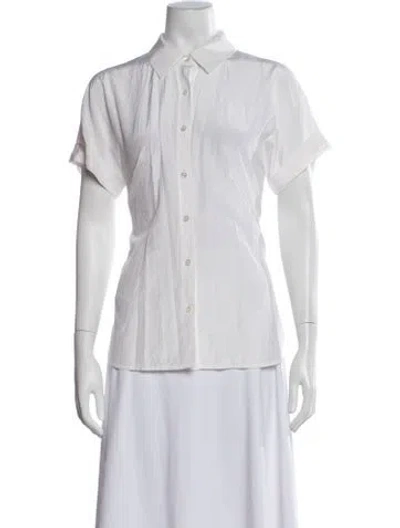 Pre-owned Frame Short Sleeve Button-up Top In White