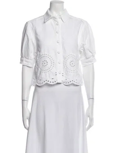 Pre-owned Frame Short Sleeve Button-up Top In White