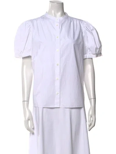 Pre-owned Frame Short Sleeve Button-up Top In White