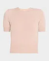 Frame Cashmere Short-sleeve Sweater In Almond Pink