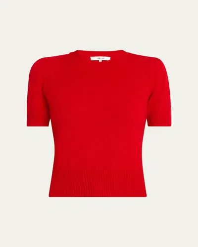 Frame Gathered Recycled-cashmere Sweater In Red
