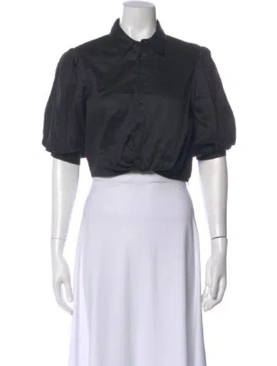 Pre-owned Frame Short Sleeve Crop Top In Black