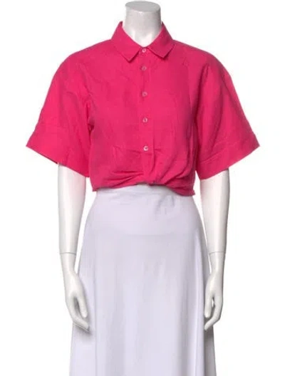 Pre-owned Frame Short Sleeve Crop Top In Pink