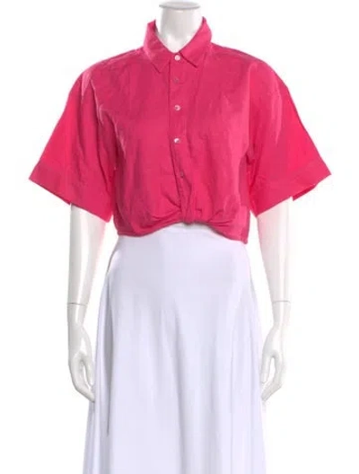 Pre-owned Frame Short Sleeve Crop Top In Pink
