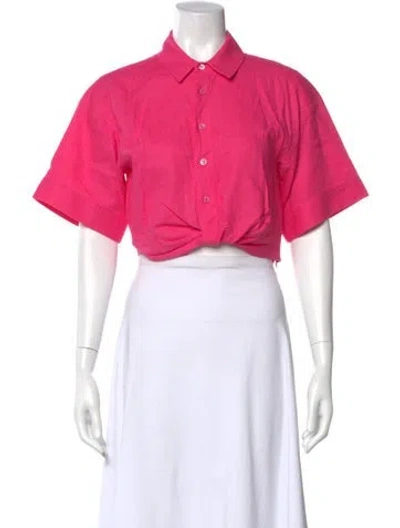 Pre-owned Frame Short Sleeve Crop Top In Pink