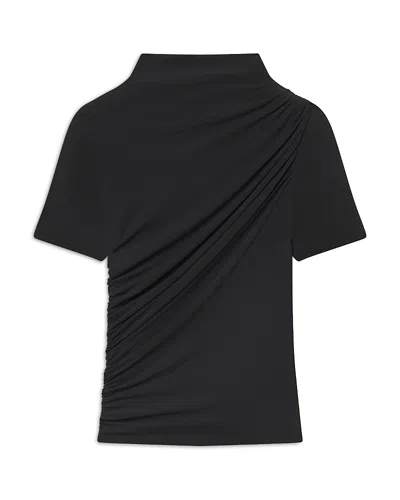 Frame Short Sleeve Draped Top In Black
