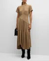 Frame Asymmetric Tiered Ruffle Knit Dress In Earth