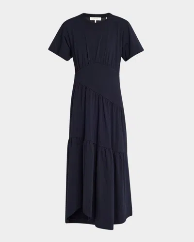 FRAME SHORT-SLEEVE GATHERED MAXI DRESS