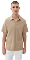 Frame Short Sleeve Jacquard Polo Summer Beige In Brown