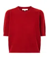 Frame Short Sleeve Knit Top In Red